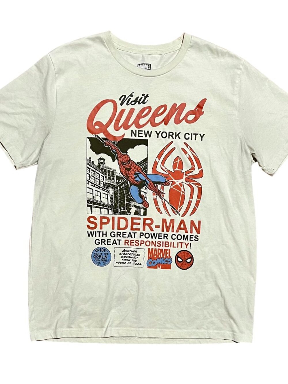 Spider-Man Marvel Comics Queens New York City Graphic T-Shirt, Men's XL